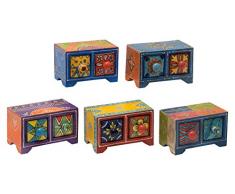 Amadeo Novell GE-102 Set de Joyeros y Cajones, Madera, Multicolor, 10x10x15 cm