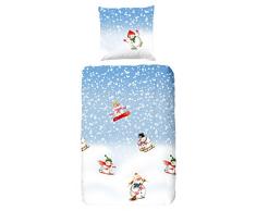 good morning 4790 de F 135 cm cama infantil Hombres de Nieve, Azul, 100% franela, 135 x 200 cm, franela, 200 x 135 x 0,5 cm