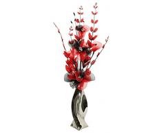 Flourish 721145 PT-30 cromado jarrón con rojo y negro flor artificial, 80 cm