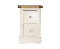 Puntas para tornillos de armario 2 cajones Petite mesilla de noche con Metal pomo/falda biselado, madera, color blanco
