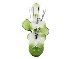 Flourish 813 – Jarrón con flores de 726904 Blanco/Verde Artificial flor de nylon, pequeña, 32 cm, color verde