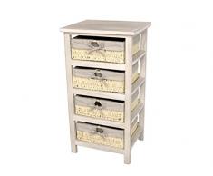 Sukima Decor Cajonera con 4 Cajones, Madera, Crema, 37x30x69 cm