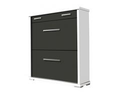 OVERHOME365 2219 B/G - Zapatero, madera, color blanco y gris, 78x26x92.5 cm
