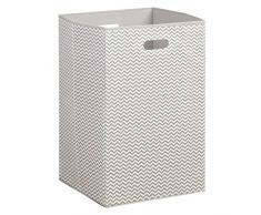InterDesign Chevron - Cesto plegable para lavadero con manijas, color gris topo/natural