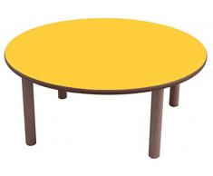 Mobeduc 600554.8H173 - Mesa infantil redonda, diámetro de 80 cm, talla 3, madera, color haya y amarillo