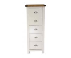 Puntas para tornillos de armario cómoda (5 cajones con mango de cromo, madera, color blanco