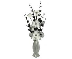 Flourish PT-30 florero con blanco y negro flores artificiales, aluminio), color blanco, 80 cm