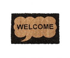 Relaxdays Kids Mini Felpudo fibra de coco con Welcome bocadillo tema como Welcome alfombrilla antideslizante ladrón parte inferior 1,5 x 40 x 25 cm), diseño de bienvenida