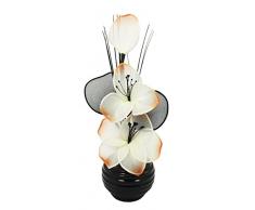 Flourish 813 – Jarrón con flores de 727062 Crema/Naranja Artificial flor de nylon, 32 cm), color blanco, pequeño