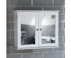Home Discount Milano doble puerta efecto espejo armario de baño armario de almacenamiento montado en la pared, color blanco