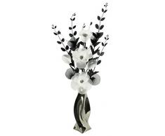 Flourish 721329 PT-30 cromado jarrón con negro y blanco flor artificial, 80 cm