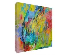 Feel Good Art Original galería envuelto jardín abstracto caja lienzo con sólido Panel frontal, multicolor, mediano, 40 x 30 x 4 cm