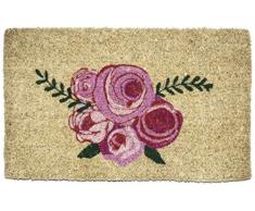 Entryways – Felpudo Felpudo fibra de coco tejida a mano), diseño de rosas, color rosa