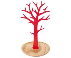 Laroom Joyero Árbol, Metal y Madera, Rojo