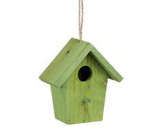 Relaxdays Colorful Deco casa para pájaros, de madera, pequeños pájaros, para colgar decoración de primavera, HxWxD: 16 x 15 x 8 cm, verde