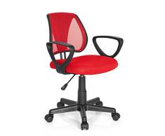 hjh OFFICE 725103 silla para niños KIDDY CD tejido de malla rojo, ergonómico, con apoyabrazos, alta calidad, ajuste de altura, respaldo ajustable, estable, fácil de limpiar, tejido transpirable