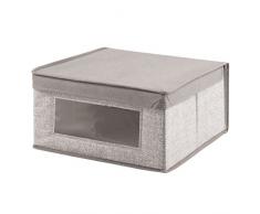 InterDesign Aldo - Caja organizadora, de tela, para almacenamiento en el armario; organiza ropa, zapatos, carteras, jeans - mediana - Lino