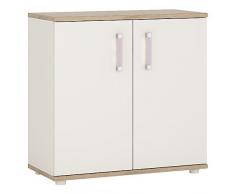 Furniture To go 4 Kids armario de 2 puertas con asas de color lila, madera, blanco brillante, color roble