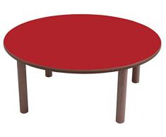 Mobeduc 600554.10H103 - Mesa infantil redonda, diámetro de 100 cm, talla 3, madera, color haya y rojo cereza