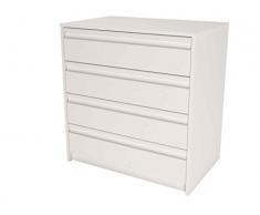 Samblo Kai - Cajonera de melamina con 4 cajones (varios colores y tamaños) de 70 cm de ancho, color blanco