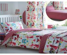Kidz Club infantil Wildwood cama funda de edredón y funda de almohada juego de cama Ropa de cama con las ardillas, búhos, en, diseño de conejos, color blanco