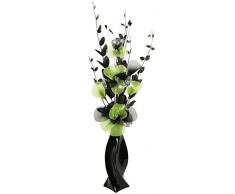 Flourish 721183 PT-30 Negro Florero con flor artificial verde, 80 cm
