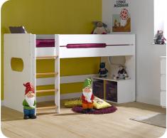 Cama media alta SPARK 90x200cm Blanca y Haya