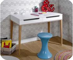 Escritorio juvenil Riga con cajones, Blanco y Madera