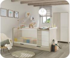 Cuna Evolutiva Combinada LILI 70x140cm Blanca y Madera