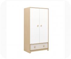 Armario Bebé EOL 2 puertas + 1 cajón Madera y Blanco