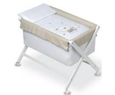 Pirulos 28330020 - Minicuna plegable tijera miel, diseño osito star, 68 x 90 x71 cm, color blanco y lino