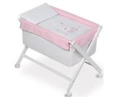 Pirulos 29007798 - Minicuna plegable tijera lino, diseño osito star, 68 x 90 x71 cm, color blanco y rosa