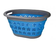 Cesta de colada plegable Jocca azul y gris