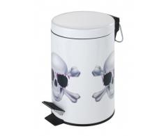 Wenko Cubo de pedal 3 lts. Skull Acero decorado 17x25 cm