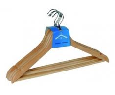 Wenko Lote de perchas madera natural con forma y puente 45 cm