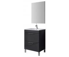 Mueble para baño con 1 puerta abatible y 1 cajón en gris antracita+ lavabo + espejo