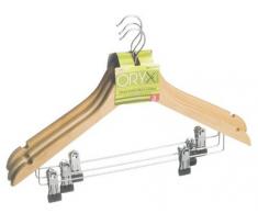 AFT Percha Oryx Madera Recta Con Pinzas 450mm Pack 3 Piezas