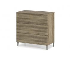 Cajonera en marrón nordik con 3 cajones