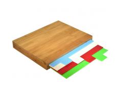Jocca Set de 4 tablas de cortar de plástico + 1 de bambú