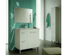 Arkitmobel Mueble Lavabo 80. 2 Puertas2 CajonesEspejo Aktiva. Blanco Brillo