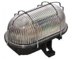 Mercatools Aplique Exterior Metal Oval Negro C/Rejilla Ip44