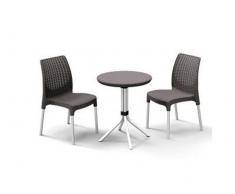 Set Mesa + 2 sillas Ratan marrón CHELSEA SET -JRDBRW-STD