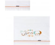 Naf Naf Juego Sábana Minicuna 100% Algodón Bordado Buddies