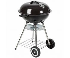 BBQ Collection Barbacoa Redonda Negra Ruedas 46x76cm