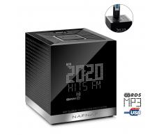 RADIO RELOJ SUNSTECH NAF NAF MY CLOCK V3 NEGRO CUBO
