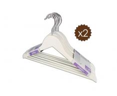 Set 6 Perchas Madera Blanca Jocca 44x16x1.2cm - Pack de 2