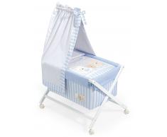 Interbaby Minicuna Blanco Con Textil Con Dosel Modelo Love Azul (Azul)
