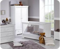 LG EB - Habitación Bebé Completa MEL Blanca Armario 2 Puertas Cuna convertible