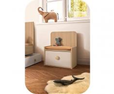Blanco Banqueta cofre EOL, Blanco y Madera