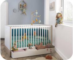 Blanco Cuna evolutiva PLUMA 70x140 Blanco y Madera